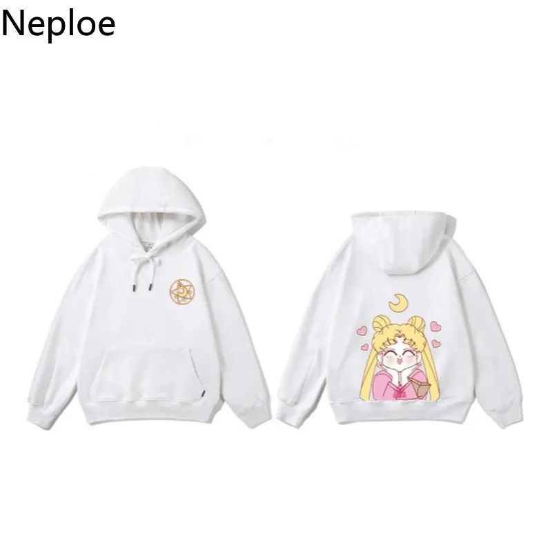 Neploe Сейлор Мун Инс толстовка женская японская Harajuku Новое плотное пальто с капюшоном свободные зимние женские толстовки с принтом Толстовка 80201