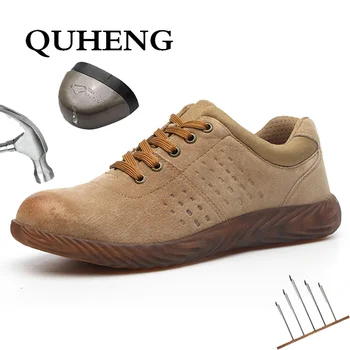 

QUHENG Plus Size Men's Winter Steel Toe Cap Protective Work Shoes Puncture-Proof New Design Non-Slip Anti-Static Dropshipping