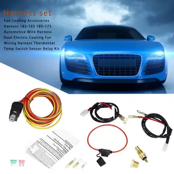 

Car Automotive Wire Harness Dual Electric Cooling Fan Wiring Harness Thermostat Temp Switch Sensor Relay Kit 185-165 185-175
