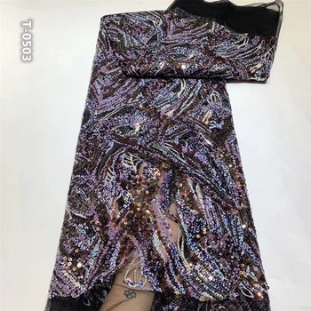 

LACE 2020 High Quality African Sequins Lace Fabric Newest French Net Embroidered Tulle Laces Fabric For Wedding Party