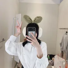 Зимние аксессуары, женские забавные зимние наушники, повязка на голову из искусственного меха, теплые плюшевые вечерние наушники с заячьими ушками