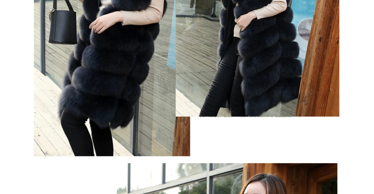 Perfect Real Fur Vests Long Winter Women Fur Vest Female Sleeveless Genuine Fur Vest Ladies Fashion Luxury Slim Warm High Quality 2019 19