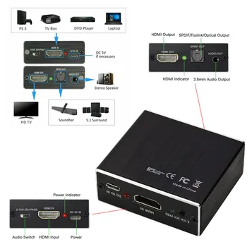 

Sec New 4 K X 2 K HDMI Audio Extractor + Optische TOSLINK SPDIF + 3.5mm Stereo Audio Extractor Converter HDMI Audio Splitter