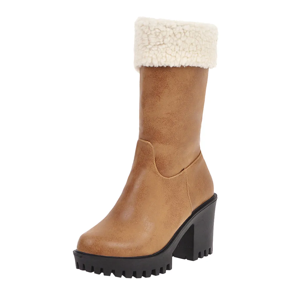 Новинка года; сезон весна-зима; модные однотонные ботинки на квадратном каблуке с круглым носком на молнии; винтажная женская обувь; зимние ботинки; Теплая обувь;# O22
