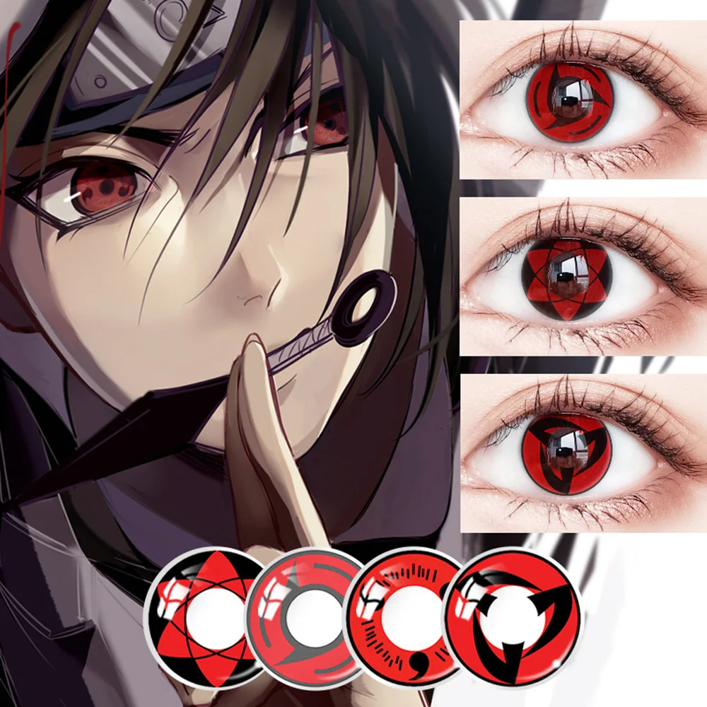 2pcs/pair Naruto Cosplay Anime Eyes Lenses For Eyes Uchiha Sasuke