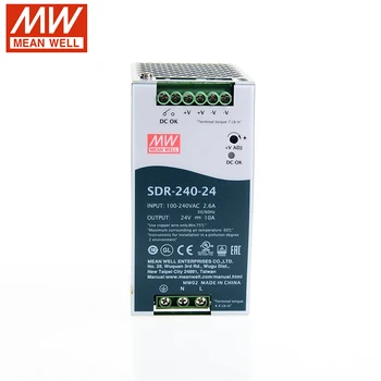 

MEAN WELL SDR-240 DC24V 48V 240W High Power&Effection Single Output PFC Function Industrial DIN Rail Switching Power Supply
