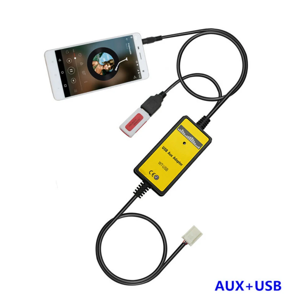 

Car 6+6PIN MP3 Player Radio Interface Aux USB Input Adapter For Toyota Camry MP3 Player Radio Replacement AUX
