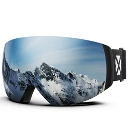 Professional Magnetic Ski Goggles with Anti-Fog UV Protection (X5 Black Sliver)