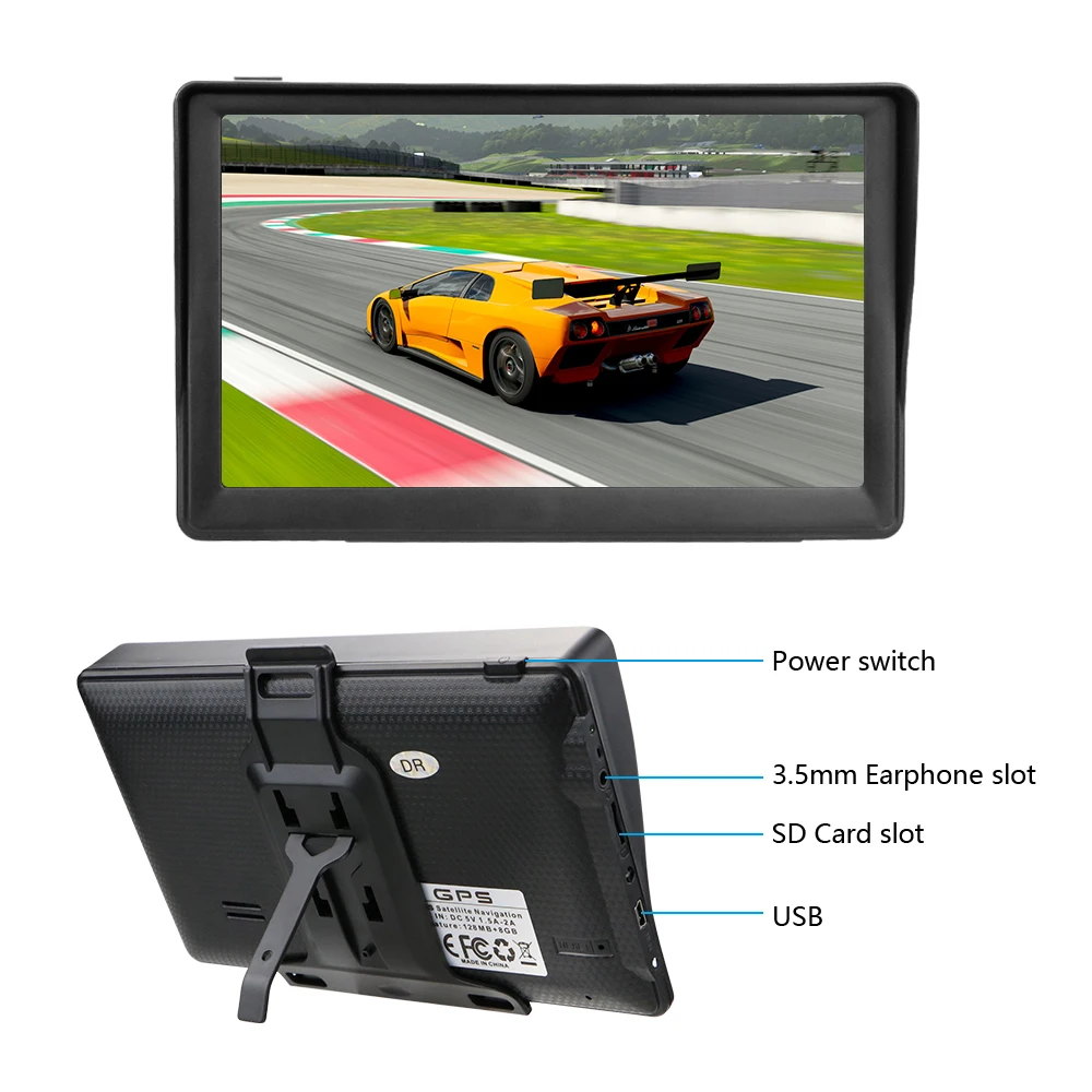  AMPrime Touch Screen Car Monitor GPS Navigation Navigator With Free Maps Built-in 8GB ROM FM Radio 