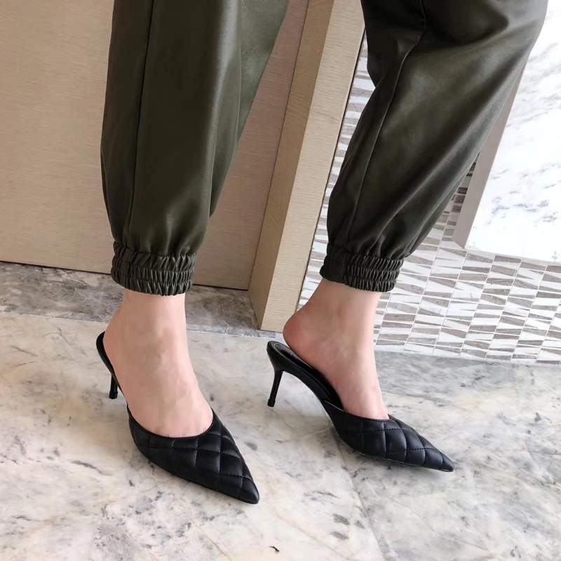 

Ladies Mules Shoes Slippers Sewing Design Fashion Pointed Toe Sandals Slides Sexy Slip On Summer Slippers Comfortable Flip Flops
