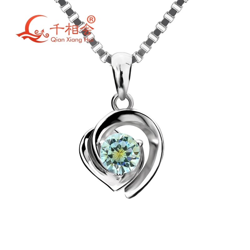 

one-time forming mixed special color 4mm cz stone heart shape pendants round shape with 925 silver for necklace