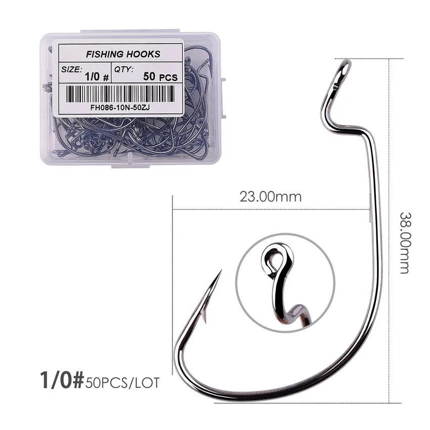 Size 1 0 - 50pcs 50 шт. рыболовный крючок высокого качества 6#4#2/0 5/0 кривошипный крючок для мягкой червя приманка, рыболовные снасти аксессуары с коробкой - Цвет: Size 1 0 - 50pcs