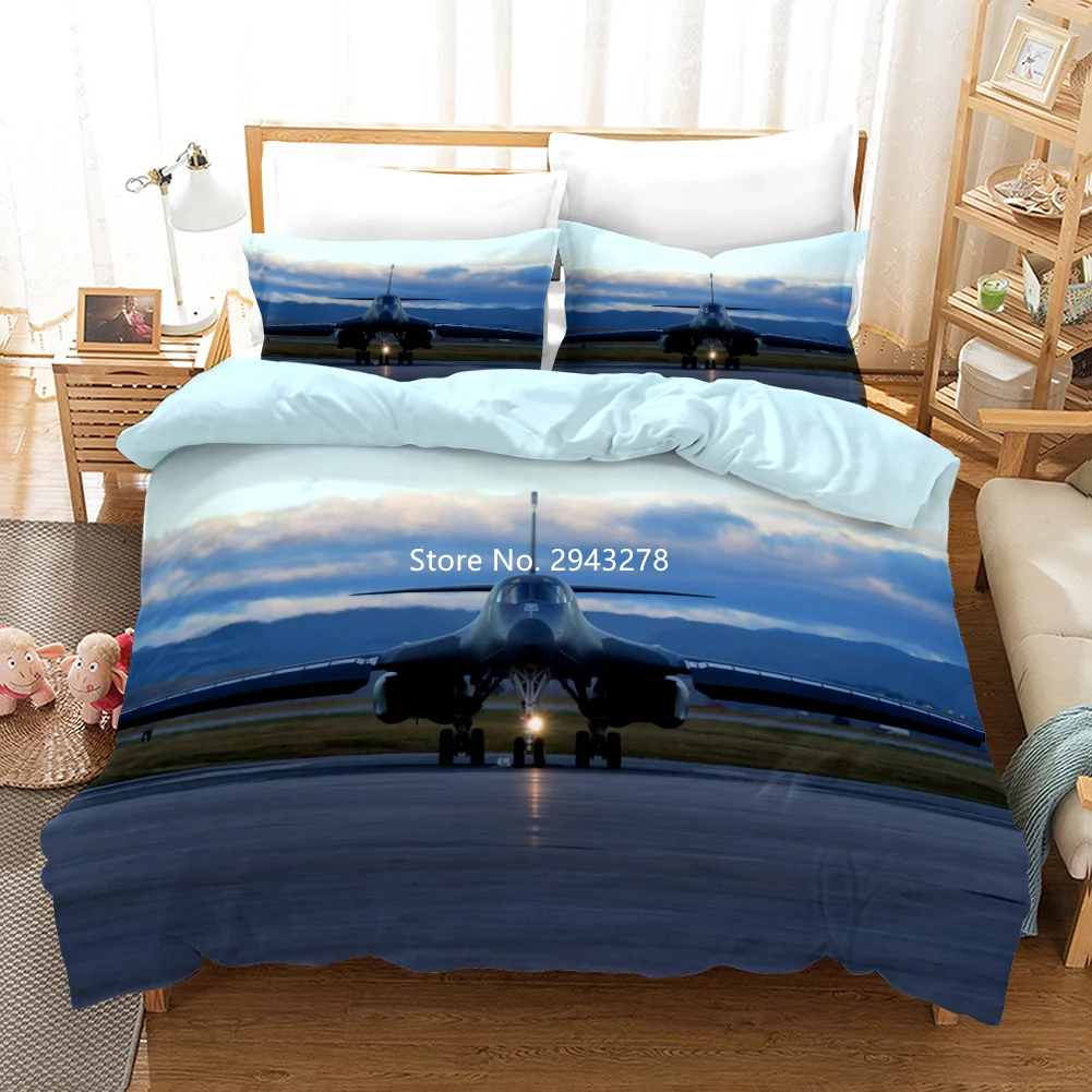 Fighter Pattern Bedding for Bedroom Double Bed with Soft Cover Comfortable Duvet Quality Quilt and Pillowcase Suitable for Boys