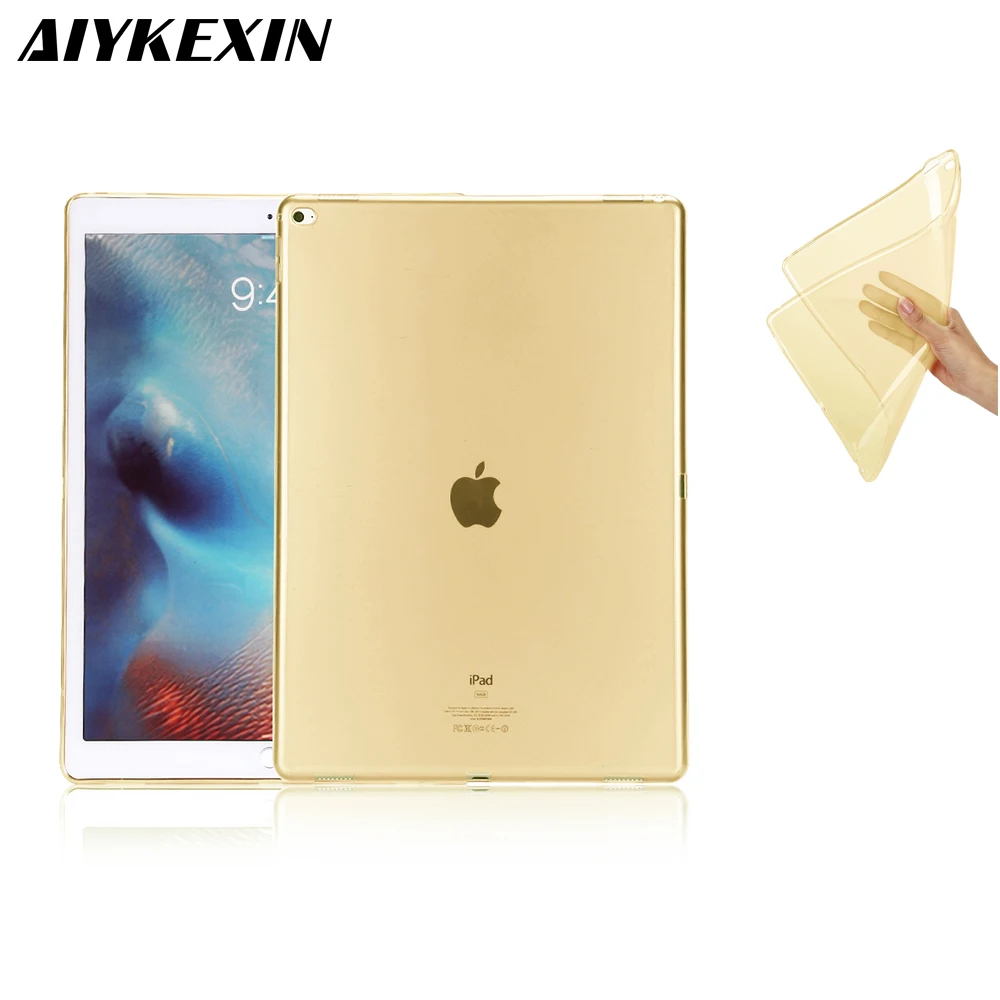 

New Soft Silicone TPU Back Cover For Apple iPad Pro12.9 Ultra Slim Clear Translucent Protective Skin Case for iPad Pro 12.9 2017