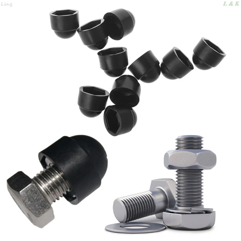 HEXAGONAL NUT COVER PROTECTION CAP SCREW BLACK WHITE GREY PLASTIC DOME BOLT