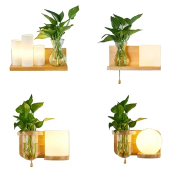 

Wall Lamp Wood Art Bedside Stairs Creative Applique Murale Design Decorative Led Wall Lights Nordic Glass Lampada Wall Mounted