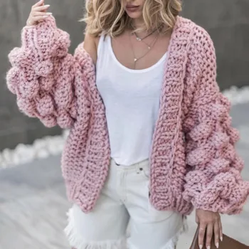 

TVVOVVIN Lantern Sleeve Multicolor Thick Keep Warm Knitting Sweater Loose Fit V- Neck Women New Fashion Autumn Winter 2019 F854
