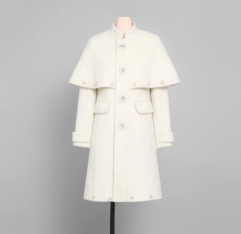 SIAM зимнее теплое шерстяное пальто, женское длинное зимнее пальто, женское элегантное длинное пальто, верхняя одежда из шерсти, белый плащ, пальто в винтажном стиле
