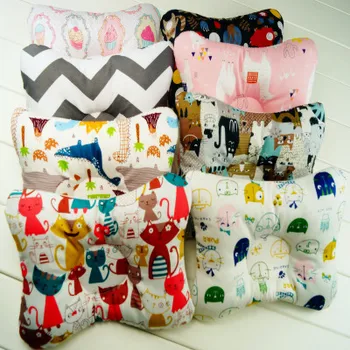 

Newborn Baby Pillows Cartoon Infant Support Prevent Anti Roll Baby Pillow Flat Head Neck Infant Cotton Cushion Baby Bedding