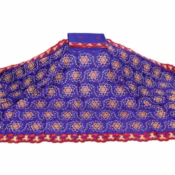 

African bazin riche fabric with brode Latest fashion embroidery bazin lace fabric with net lace 5+2 yards ! WX71412