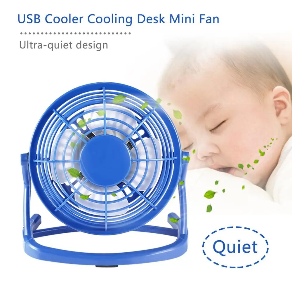 

Portable DC 5V Small Desk USB 4 Blades Cooler Cooling Fan USB Mini Fans Operation Super Mute Silent PC / Laptop / Notebook