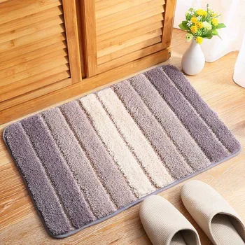 

Simple Striped Bathroom Floor Mat Toilet Door Mat Absorbent Carpet Anti-Slip Foot Pad Toilet Rugs Home Soft Entrance Doormat Wip