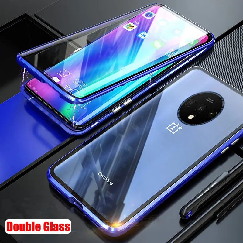 Двухсторонний стеклянный Магнитный чехол для Oneplus 7T Pro 7 6T 8 360 полная защита