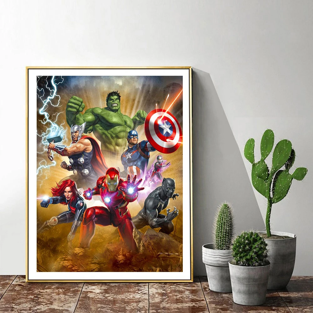 5d fashion diamond painting Diamond Painting The Avengers Cartoon Theme Embroidery 5D DIY Square Circle Photo Cross Stitch Mosaic Kit Home Decoration diy 5d diamond