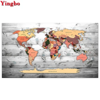 

large diy round square diamond Painting Vintage World Map Diamond Embroidery Rhinestone pictures mosaic Cross Stitch Kits