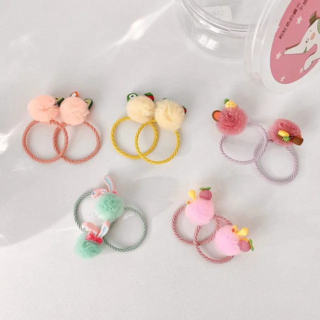 10/20/24 Pcs/Set Baby Girls Cute Cartoon Flower Scrunchies Rubber Bands Children Lovely Elastic Hair Bands Kids Hair Accessories Pink bow-10 Pcs