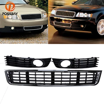 

POSSBAY Front Bumper Lower Grille Grill Fog Lights Hole Cover for Audi A4 B6 Sedan 2001-2005 Car Styling Exterior Accessories