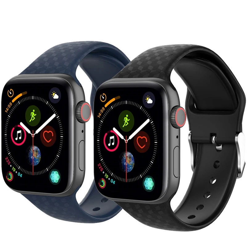 

3D Texture Strap For Apple watch band 5 4 44mm 40mm apple iwatch correa 3 2 1 38mm 42mm Silicone watchband bracelet Accessories