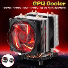 Процессор кулер 6 тепловых трубок 3pin двойной вентилятор Cooler Тихий охлаждающий вентилятор радиатора для Intel 775/1150/1151/1155/1156/1366 и AMD