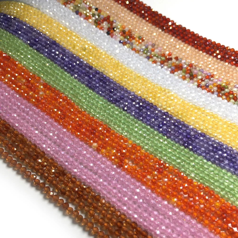 Facettierten Zirkon Perlen 2 3mm Natürliche Stein Kristall Kleine Perlen für Schmuck Machen DIY Charme Halskette Armband Zubehör 38cm