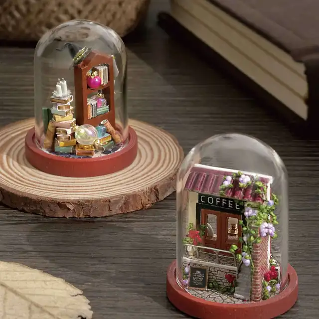 DIY House Wooden Doll Houses Miniature Dollhouse Furniture Kit with LED Toys for Children Christmas Gift Mini House 4
