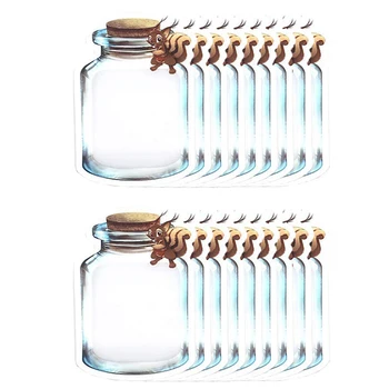 

50Pcs Mason Jar Bag Sealed Bag Cute Bottle Shape Reusable Deodorant Packaging Bag Squirrel 17X24cm