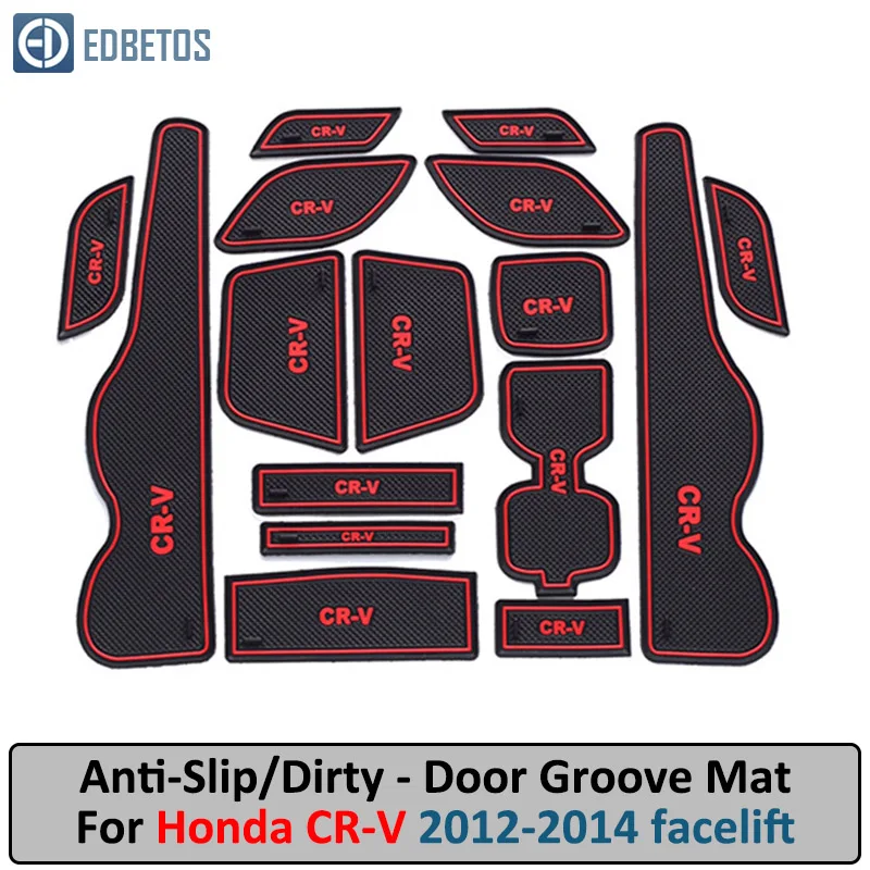 Противоскользящий коврик для Honda CR-V CRV 2012 2013 4th Gen facelift CR V ворота Слот Coaster анти-Грязная дверь groove коврик интерьер автомобиля - Color Name: CRV 4th 12-14 Red