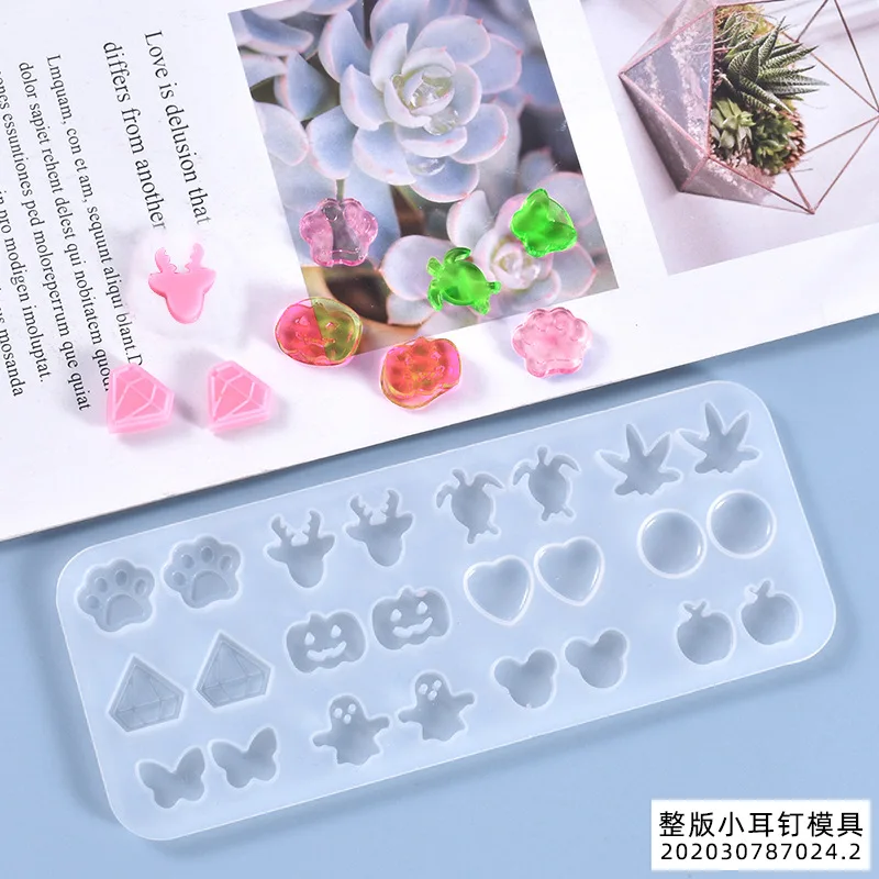 Crystal Mini Small Stud Pendant Cute Butterfly Maple Leaf Silicone Mold DIY Handmade Resin Earrings Jewelry Casting Mould