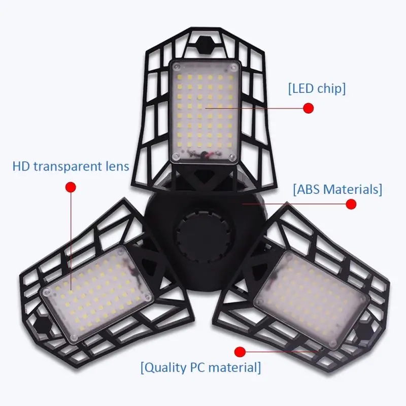 Super Bright E26/E27 60W UFO LED High Bay Light Garage Lamp AC 85-265V Waterproof IP65 Industrial Lighting 6000LM for Warehouses