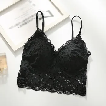 

Women Backless Wireless Bras Female Lingeries Lace Floral Bras Removable Chest Pad Bralette Underwear