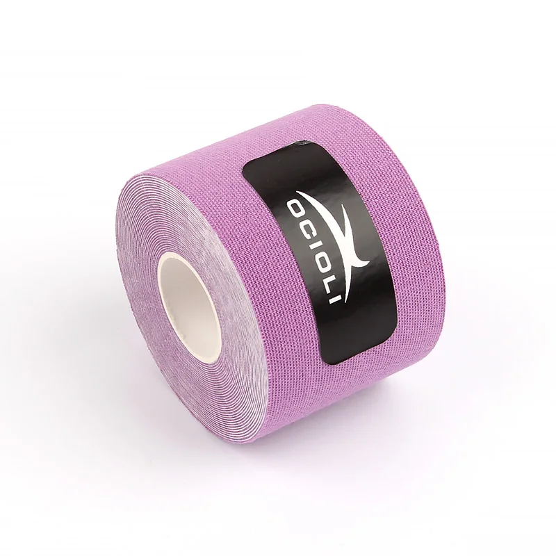purple Повязка для мышц 5 см X 5 м Спортивная Кинезиология рулон ленты хлопок эластичный клей штамм травма стикер фитнес - Цвет: purple
