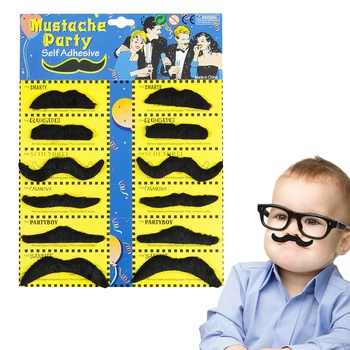 

12pcs Party Masquerade Self Adhesive Cosplay False Beard False Moustache Kids Supplies For Carnival Christmas Party Birthday
