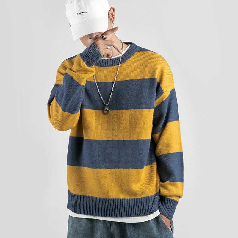 Yasword Men Sweater Sweatshirt Sweatcoat Woolen Pullover Stripes Man Tops Winter Autumn Clothes Male Clothing Yasword Men Sweater Sweatshirt Sweatcoat Woolen Pullover Stripes Man Tops Winter Autumn Clothes Male Clothing