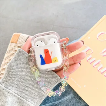 

For Airpods 2 Bracelets Lanyard Chain Strap Liquid Quicksand Clear Case for Apple Airpods 1 Wireless Earphone Cover Chaging Box