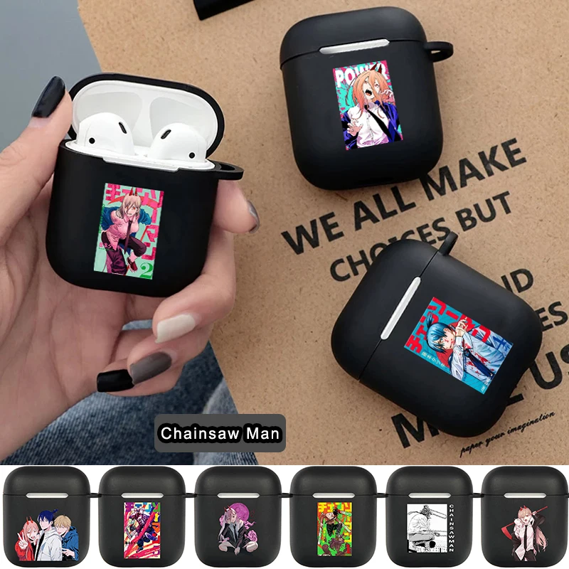

Cartoon Anime Chainsaw Man Earphone Case for Airpods 2 1 Soft Black Japan Anime Wirless Bluetooth Headphone Cover Cartoon Capa