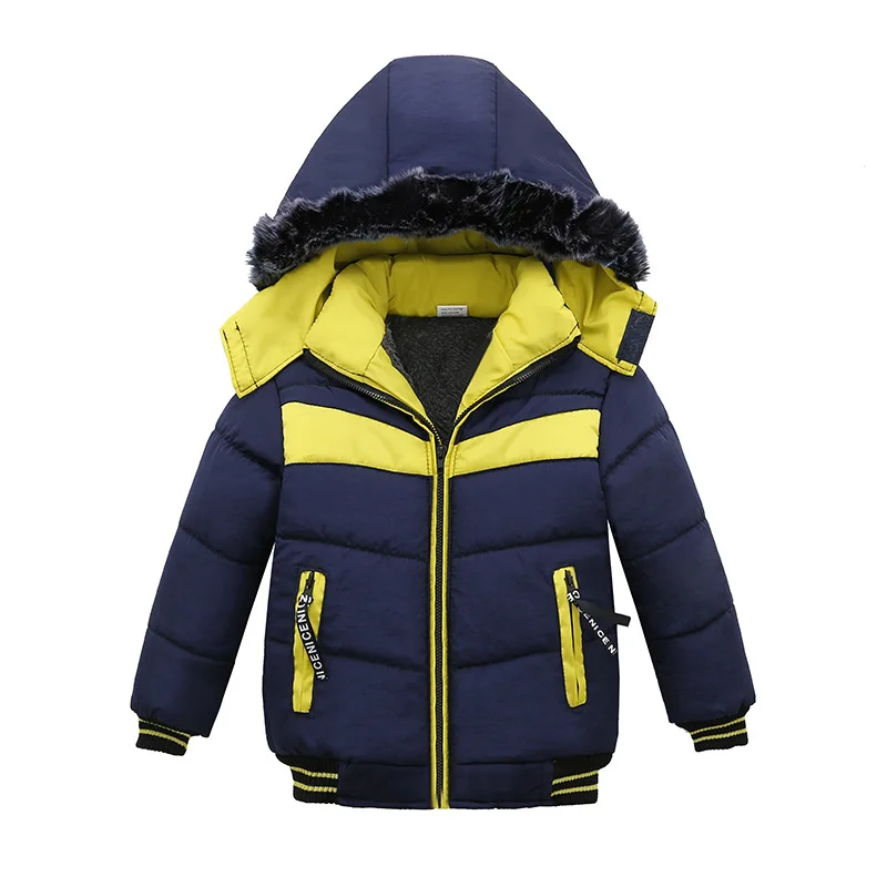 Стеганое хлопковое пальто для мальчиков г. Новая стильная детская зимняя куртка на подкладке из хлопка с капюшоном и длинными рукавами зимняя одежда для маленьких детей