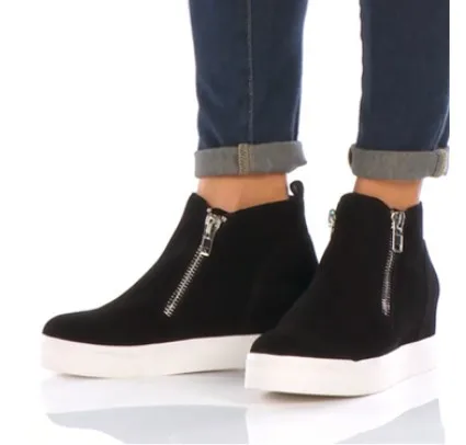 

Zipper Women's Platform Vulcanize Shoes Designer Sneakers Fashion Concise Low Sewing Spring Autumm Thick Soled Shoes Solid