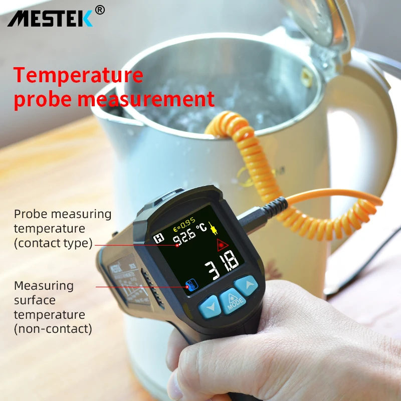 MESTEK-50-800 Degree Digital Infrared Thermometer Humidity Meter Thermometro Hygrometer Temperature Laser Gun Pyrometer