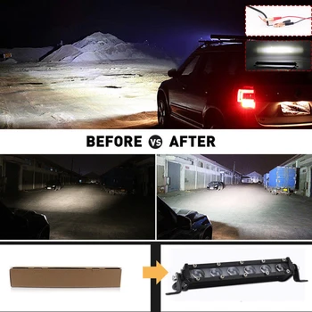 

Universal 60W 6LED Spot Beam Slim LED Work Light Bar Single Row Lamp for Off Road Car SUV Truck, ATV, UTV with DC 10V-48V