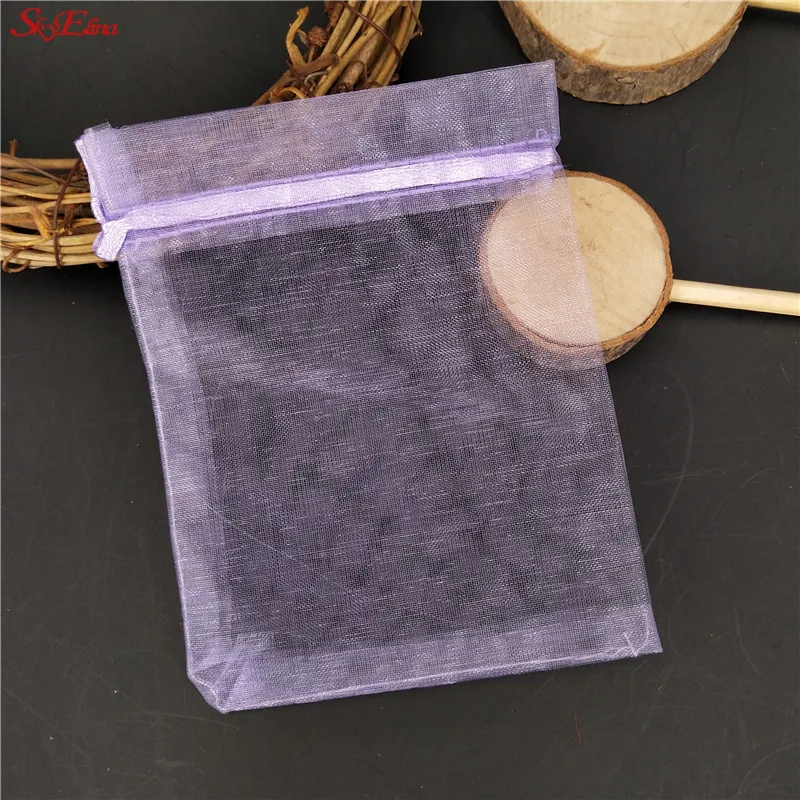 light purple 50 шт. тянущаяся органза сумки 7x9 9x12 10x15 11x16 13x18 см для упаковки ювелирных изделий, для дня рождения, Рождества, Свадебная вечеринка мешочек для подарков 7Z - Цвет: light purple